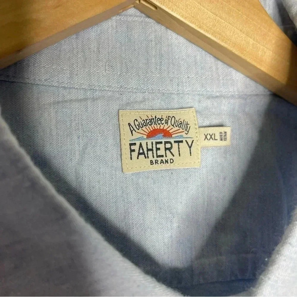 Faherty Blue Flannel Long Sleeve Mens Shirt Size XXL - Picture 3 of 6